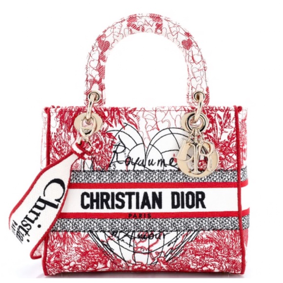 CHRISTIAN DIOR Cloth Embroidered M Dioramour D-Royaume Lady D-Lite ~ LIKE NEW - Picture 8 of 15
